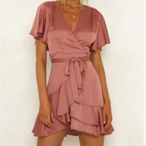 Elegant Mauve Wrap Dress